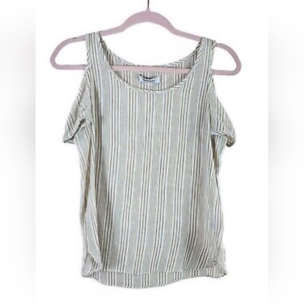 BAILEY 44 Womens NWT Med tan striped cold shoulder lightweight cotton tank top